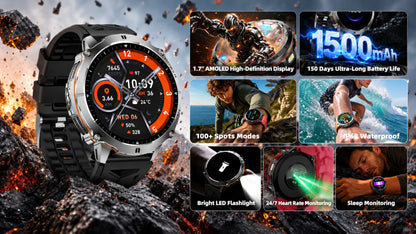 New T-RX6 Ultra Outdoor Sports Smart Watch GPS Compass  Barometer IP68 Waterproof Call Blood Oxygen Military Smartwatch For Men
