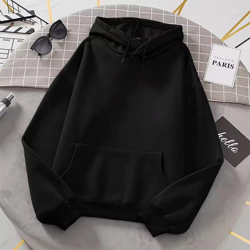 2026 white Hoodies men women Autumn Long Sleeve Pullover Tops Casual Pocket Hoodies Unisex Outer Loose Sport Wear
