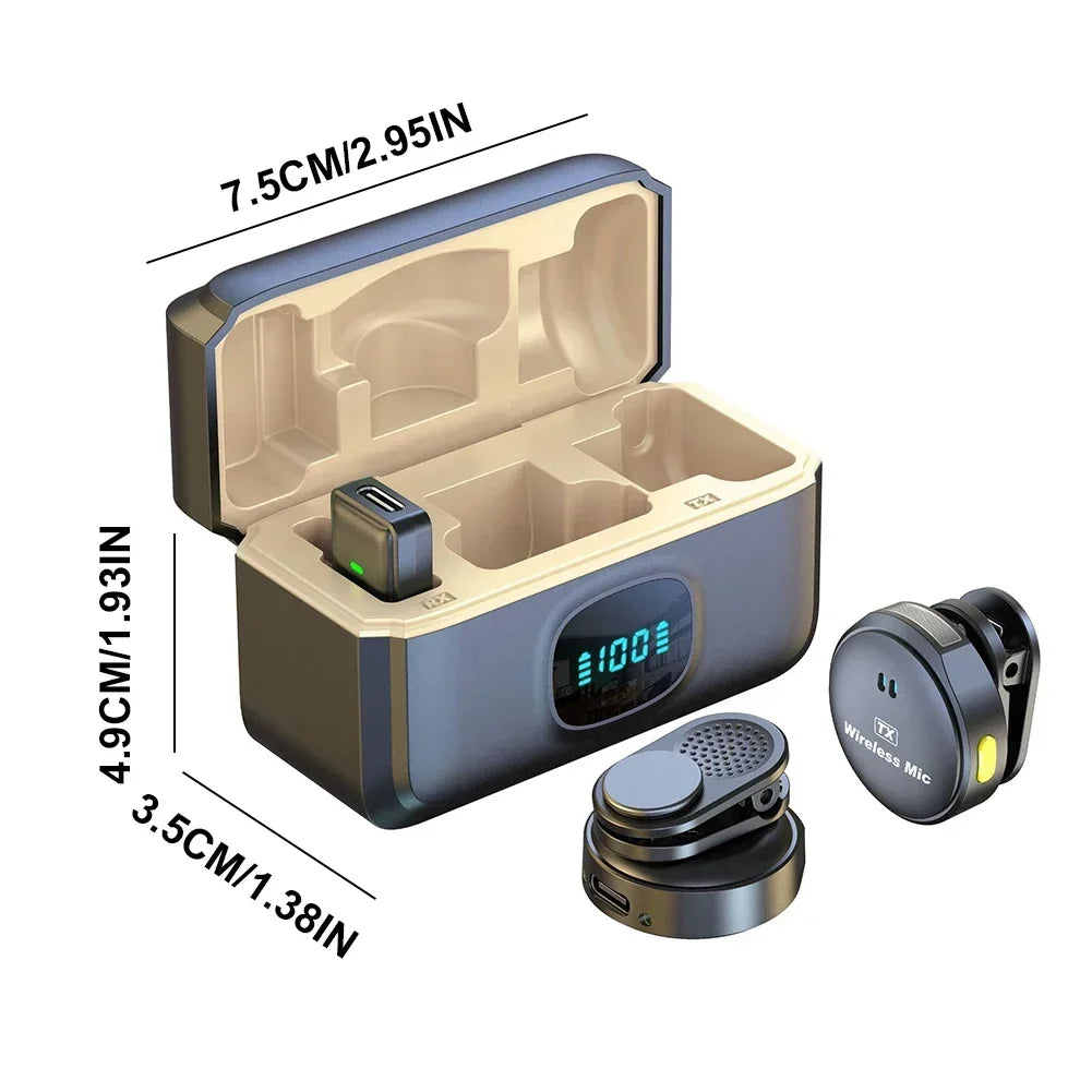 Wireless Magnetic Button Collar Microphone 164ft Range Lapel Mic 40H Battery Lavalier Mic with Charging Case for Video Recording