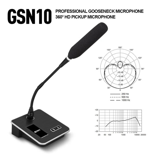 GSN10 Professionell Svanhalsmikrofon för Skrivbord, Ljudmikrofon med XLR 5V Strömförsörjning för Livekonferensinspelning, Spel