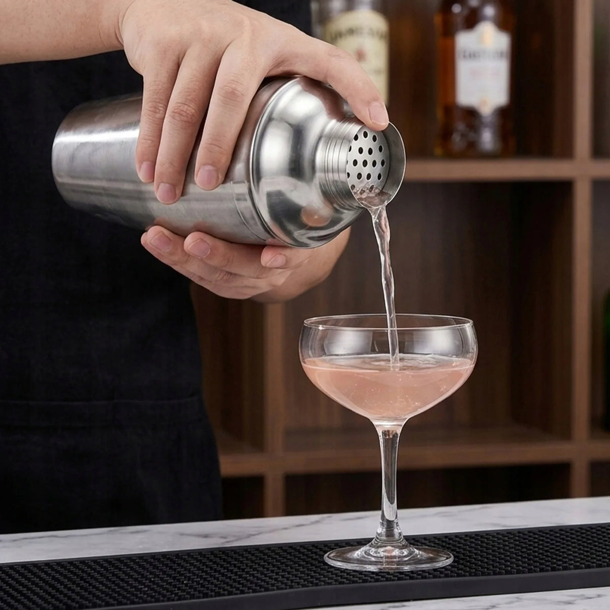Professional Bartender Cocktail Shaker Set with Bar Tools Home Bar Accessories Kit Stainless Steel Complete Bartending Kit Jigger Strainer Muddler Stirrer Bottle Opener for Home Bar Restaurant Party Beverage Drink Mixing Enth