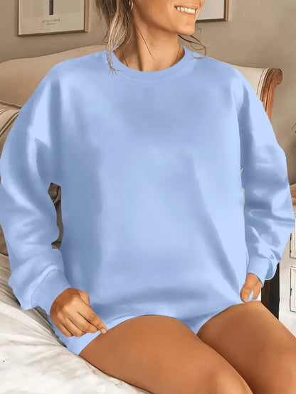Classic Solid Colour Long Sleeved Jumper Double Yarn Combed Cotton Is Breathable and Comfortable Basic Model Is Super Versatile