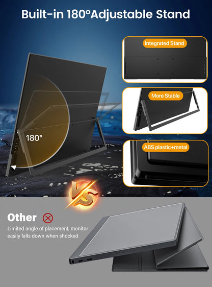UPERFECT 18,5" Portabel Monitor IPS FHD 1080P – 120Hz AMD FreeSync HDR400 USB-C HDMI VESA Inbyggda Högtalare EU-lager