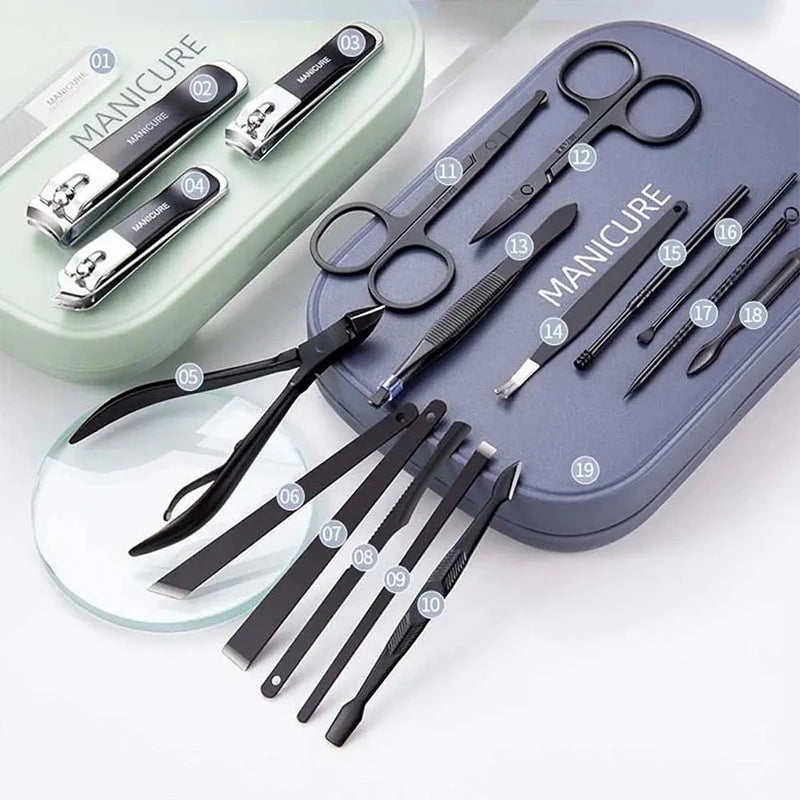 Professional Nail Kit 18 In 1 Manicure Set Nail Clipper Scissors Quality Stainless Steel Personal Care Manicure Complete Kit