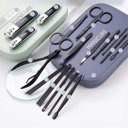 Professional Nail Kit 18 In 1 Manicure Set Nail Clipper Scissors Quality Stainless Steel Personal Care Manicure Complete Kit