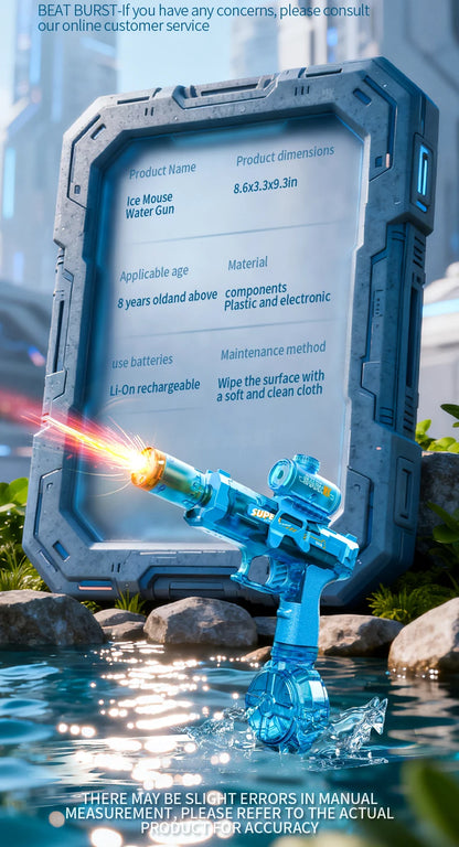 Elektrisk vattenpistol med automatisk funktion, rekyl och lampor