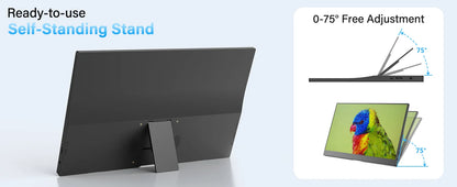 Amoudo 15,6" Portabel IPS Monitor – 1080P 1000 cd/m² Matt USB-C Mini-HDMI Inbyggda Högtalare VESA