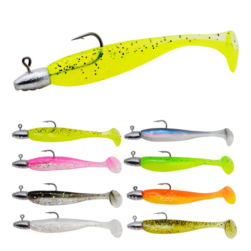 3.2g 6.2cm T-tail Soft Fishing Bait Matched With Head Hooks Artificial Wobblers Swimbait Fishing Tackles For Bass Pike Pesca