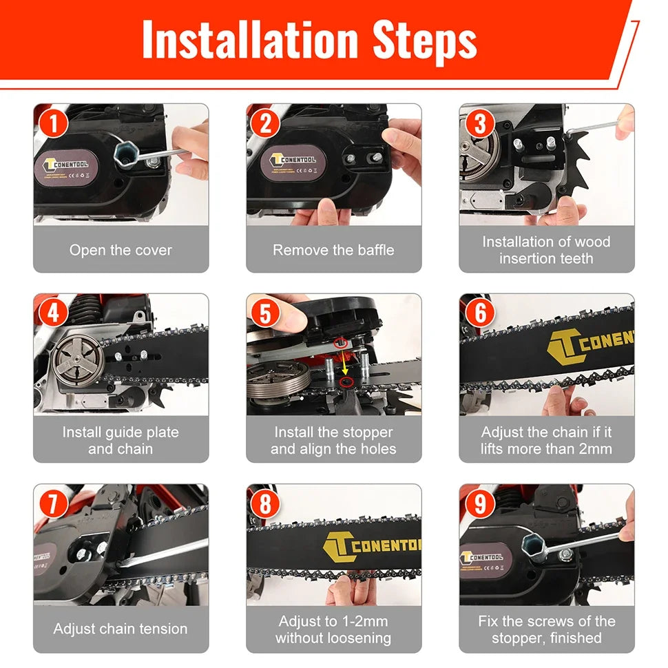 CONENTOOL Professional 58CC Gas Petrol Chainsaw 20" Chain Saw 2.55kW High Power Wood Cutter for Tree Felling Firewood Farm Forestry Garden Tool
