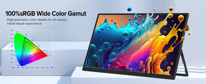 UPERFECT 18,5" Portabel Monitor IPS FHD 1080P – 120Hz AMD FreeSync HDR400 USB-C HDMI VESA Inbyggda Högtalare EU-lager