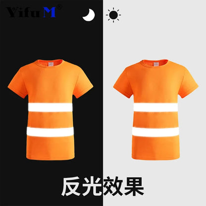 DIY Logo Outdoor Sports Fluorescent High Visibility Safety Work Shirt Breathable Work T Shirt Reflective Vest T-shirt Quick Dry