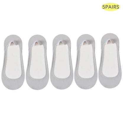 Dam Osynliga Strumpor 5-pack – Issilke Tunn Halkfri Silikon No-Show Sommar, EU 35–39