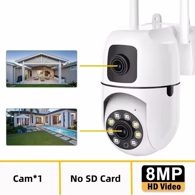 8MP Wifi Wireless Security Surveillance PTZ Camera 2 Lens 8X Zoom Camera 5MP Tracking Two-way Audio Night Color Pet Baby Monitor