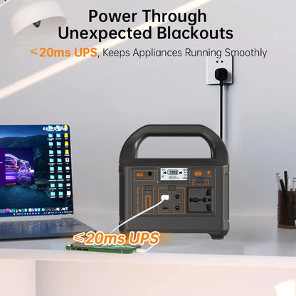 Jsdsolar 200W Portable Power Station 153.6Wh Battery for Fishing Outdoors Camping RV Emergency Energy Mobile Power Supply 220V Output Solar Generator With LED Light Support UPS