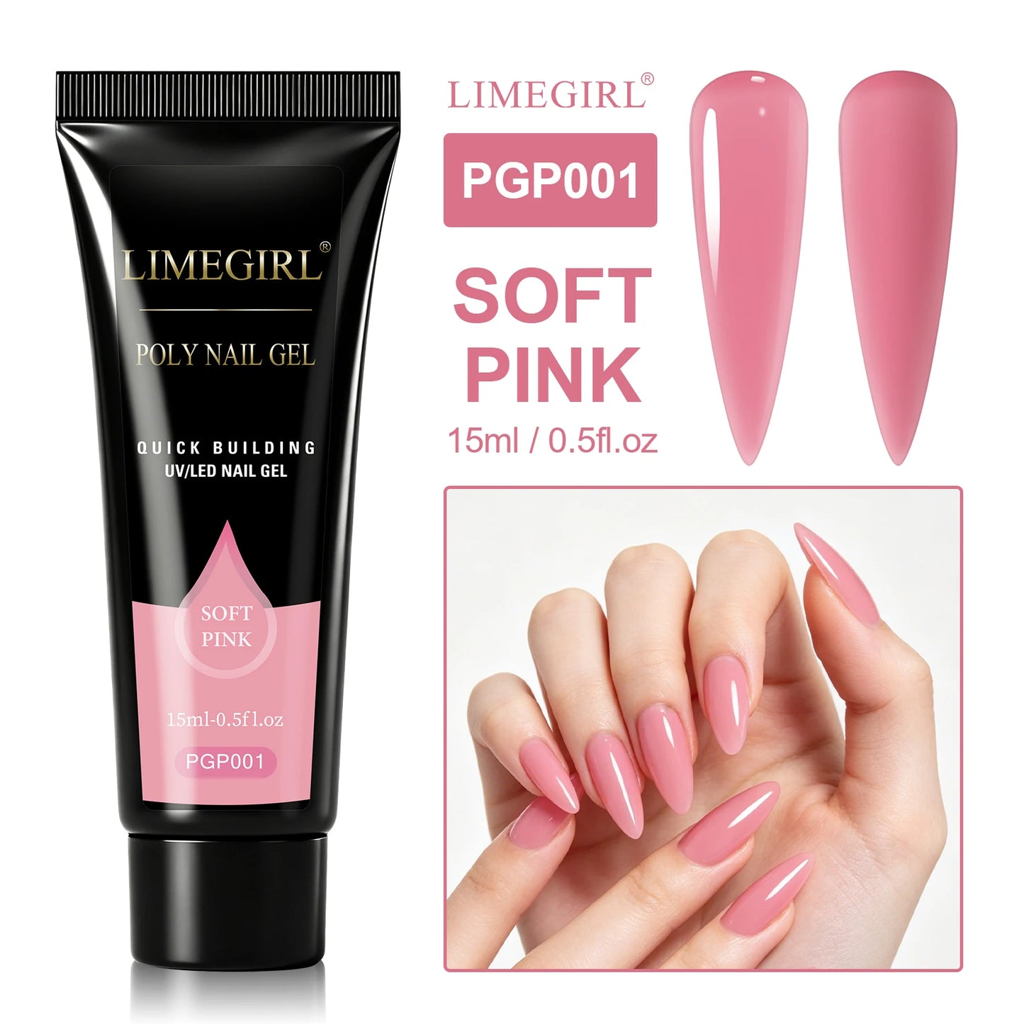 LIMEGIRL 25Colors Poly Extension Nail Gel For Nails Art Acrylic Manicure Design UV Varnishes Semi Permanent Quick Extension Gel