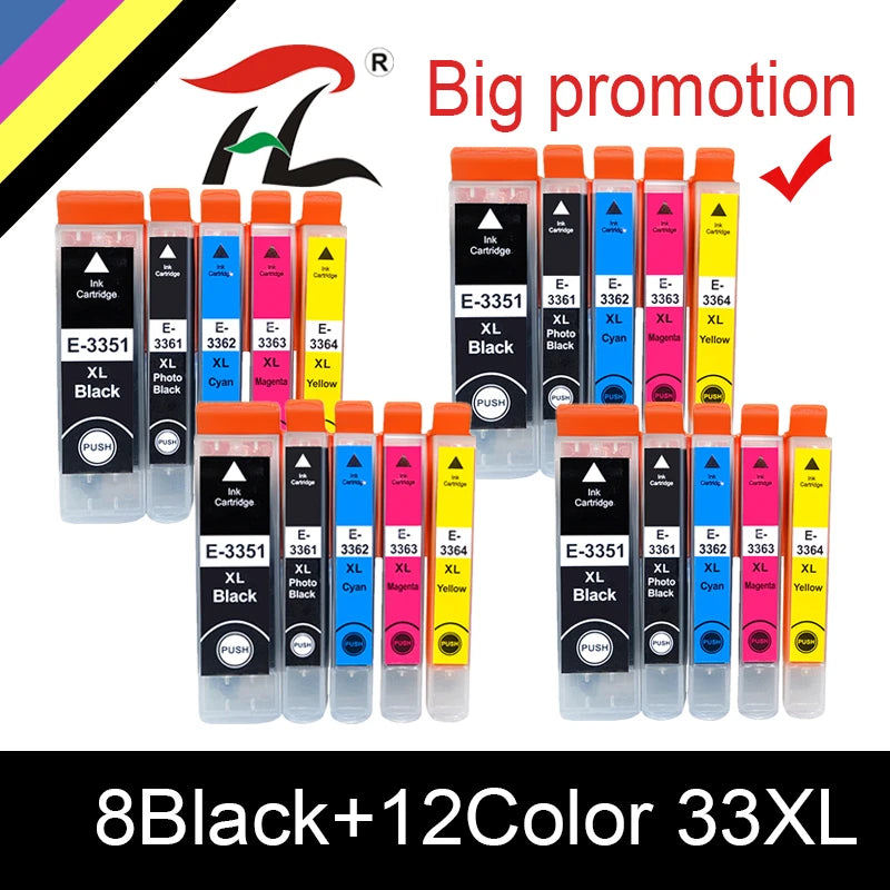 20PK Kompatibel för EPSON 33XL 33 Bläckpatron för T3351 T3361 Expression Premium XP 530 540 630 640 635 645 830 900 Skrivare