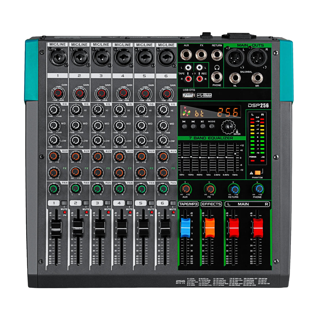 Depusheng MG6 6-kanals ljudmixer med Bluetooth och DSP