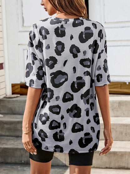 Leopardmönstrat shortsset med T-shirt