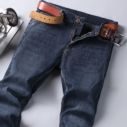 Classic Business Casual Jeans Men 2026 New Fashion Blue Slim Stretch Denim Trousers Male High Pants Men Clothing