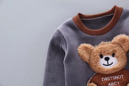 Winter Baby Clothing Sets Autumn Boys Girls Thick Warm Suits Hooded Sweater Cartoon Cute Bear Three-Piece kids Outfits 0-4 Years