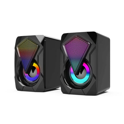 RGB Computer Speakers PC Sound Box HIFI Stereo USB Wired 3.5mm Audio Interface with LED Light For Desktop Computer Projector