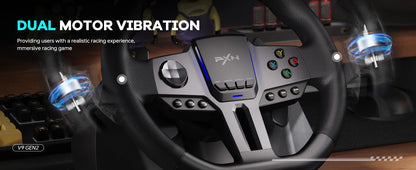 PXN V9 GEN2 Racing Wheel for PC/Xbox/PS4, 270°/900°, Hall 3-Pedal Set, H-Shifter, Dual Paddles, RGB, App