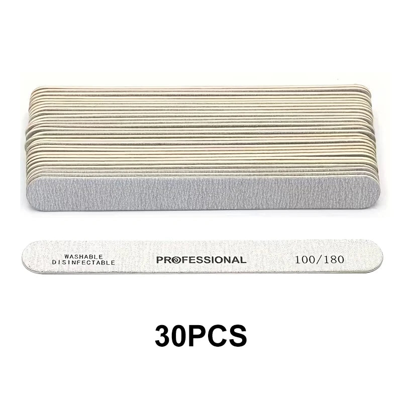 10-100PCS Wooden Nail File Professional Sanding Buffer Files 100/180/240 Double Side For Nail Art Pedicure UV Gel Tips Tools