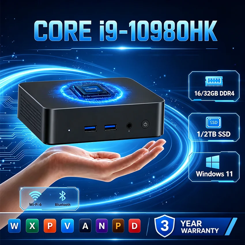 2026 New Windows 11 Intel I9-10980HK Office/home Use Desktop Computer BT5.2 Mini PC 16/32GB RAM 2TB SSD Portable Gaming Mini PC