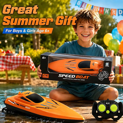 2.4G Remote Control Speed Boat for Kids – Fast Electric RC Boat Toy with Dual Motor, Waterproof Model for Pool & Outdoor Play