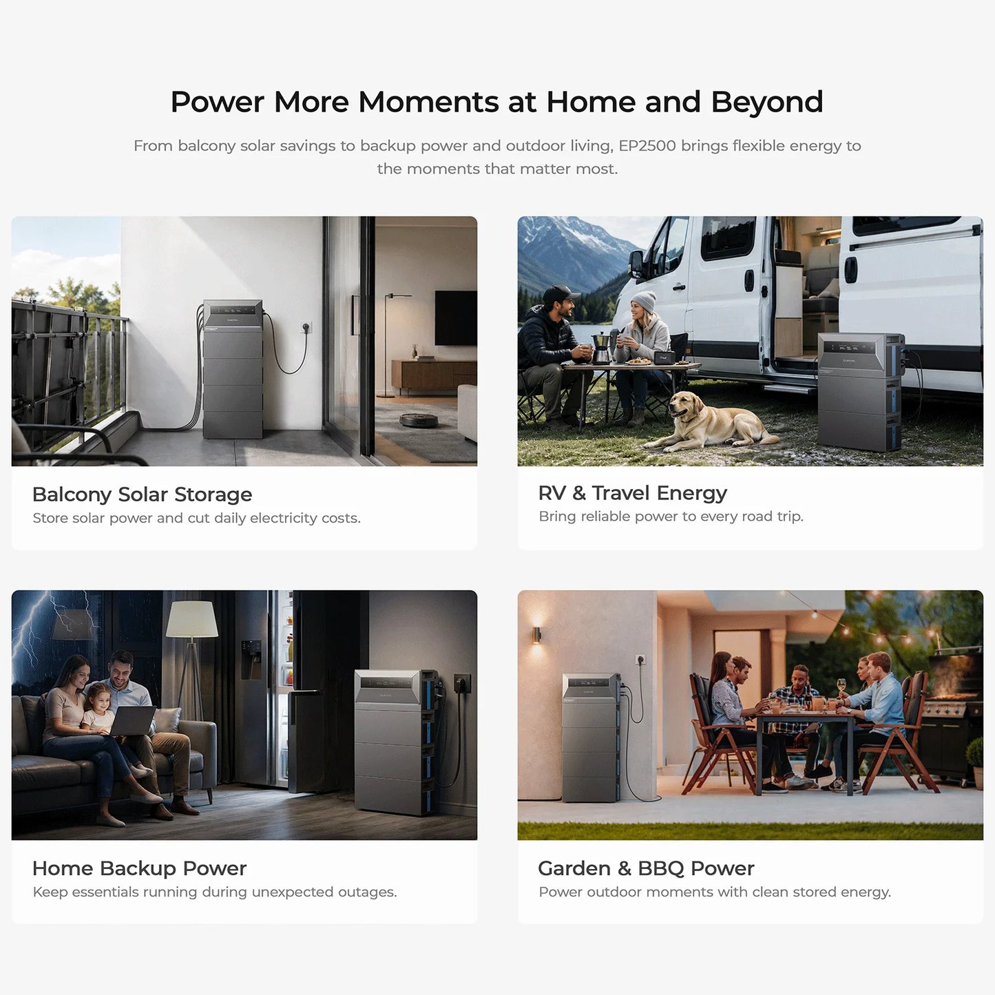 OUKITEL EP2500 Balkong Solcells- & Energilagringssystem – LiFePO4 2048–6144Wh, 4000W PV, 800–2500W On/Off-Grid, IP65, EU-lager (Tyskland)