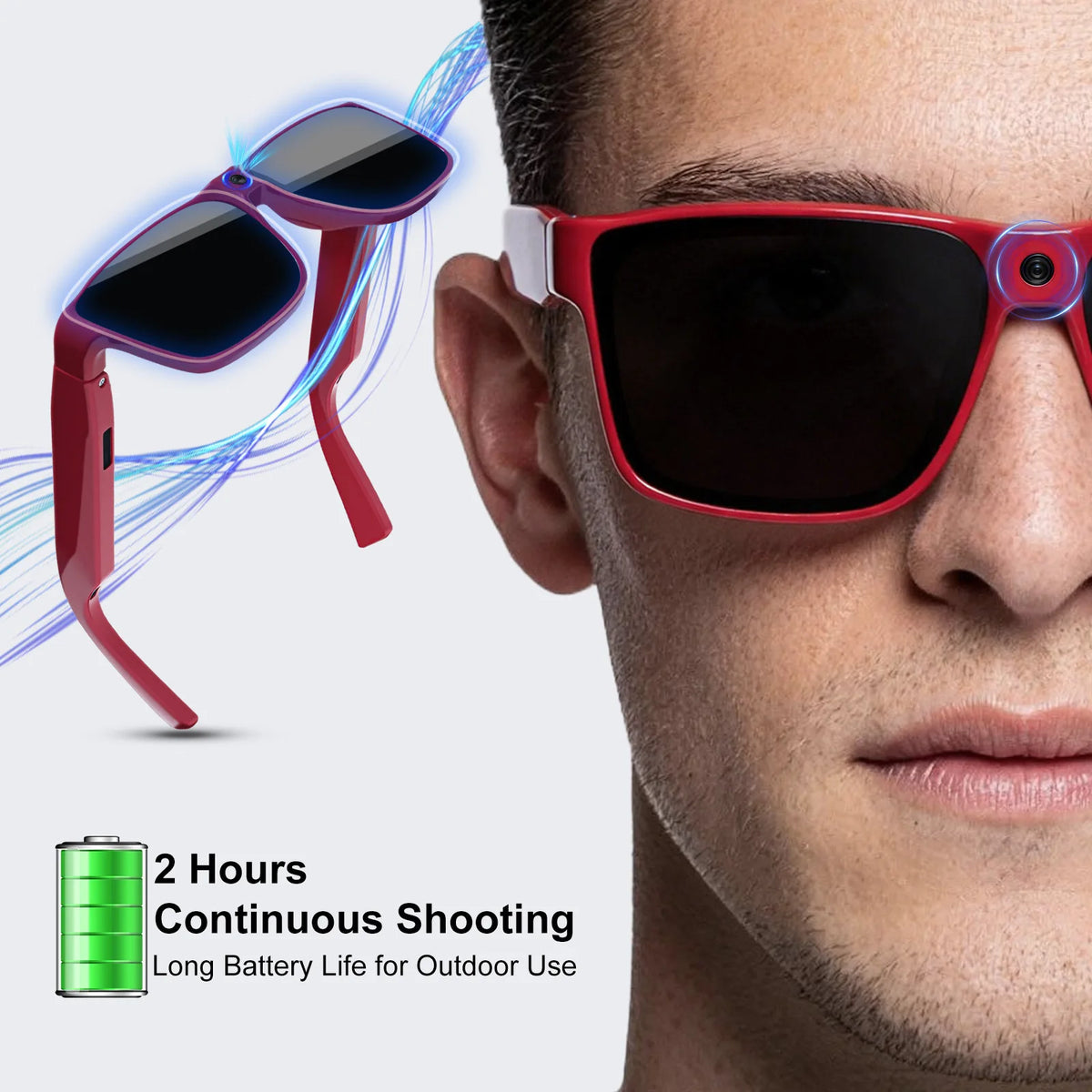 Intelligent AI Sunglasses HD with 800W Pixel Shooting and Camera for Recording Bluetooth Music Calling Outdoor Sports Shooting