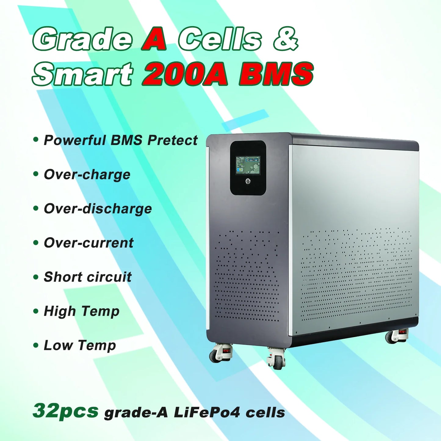 48V 600Ah LiFePO4 Lithium Battery Pack 30Kwh 100Ah 120Ah 200Ah 300Ah Built-in 200A BMS 6000+ Cycle For Solar System EU PL Stock