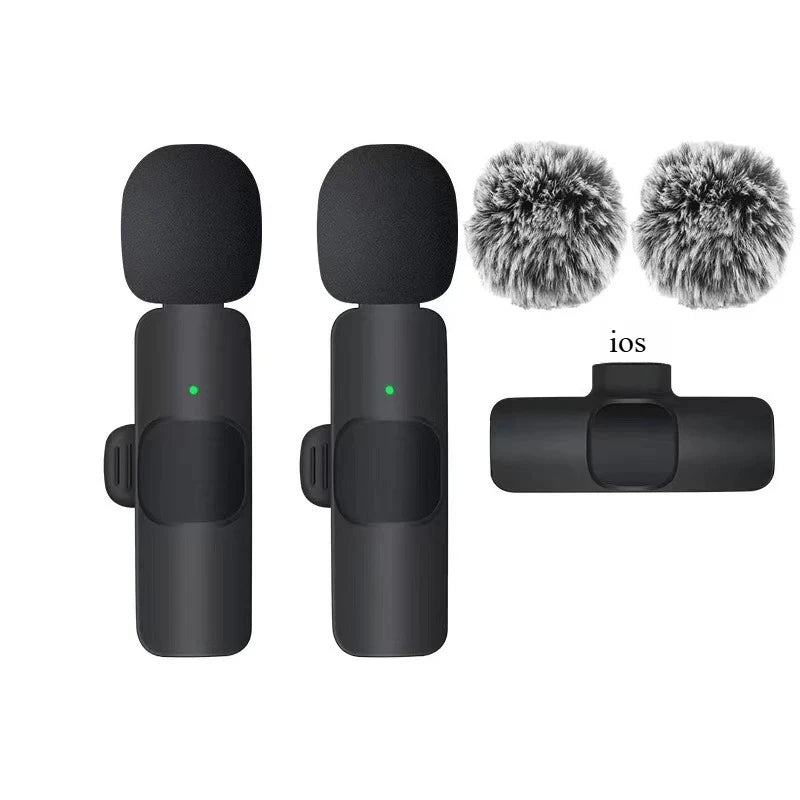 Wireless Lavalier Microphone 2.4G Mini MicPortable Audio Video Recording Mini Mic for iPhone Android Live Broadcast Gaming Phone