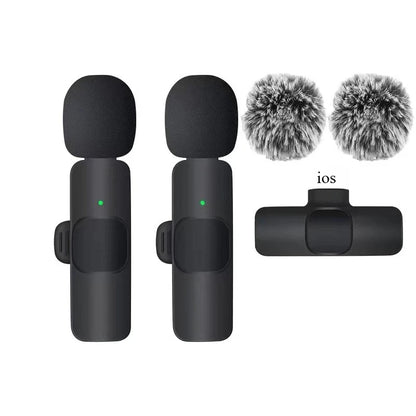 Wireless Lavalier Microphone 2.4G Mini MicPortable Audio Video Recording Mini Mic for iPhone Android Live Broadcast Gaming Phone