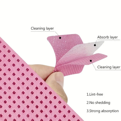 50 Lint-Free Nail Wipes, Super Absorbent Nail Wipes for Removing Gel Polish, Eyelash Extensions, and Nail Preparation (White Pink)