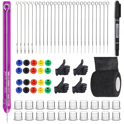 3D Hand Poke and Stick Tattoo Kit Tattoo Needle Tattoo Ink Cup Pigment Glover Bandage Kit for DIY Body Arts Beginners Practice