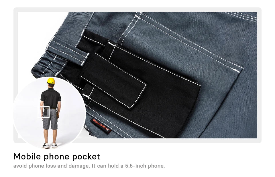 Men's durable multi-pocket work pants cargo work shorts workwear for Men