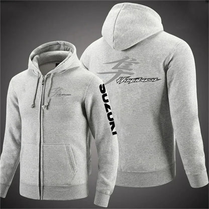 Suzuki Hayabusa Motorcykel Hoodie Herr – Dragkedja, Tryckt Logga, Vår & Höst