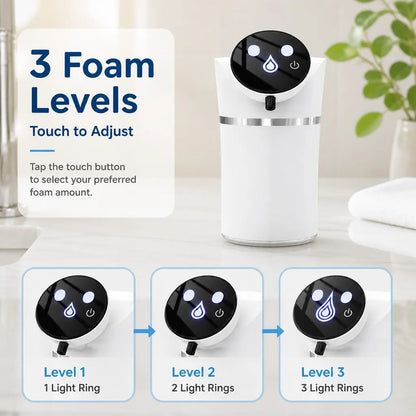 USB Rechargeable Automatic Foam Soap Dispenser Infrared Sensor 3 Speed Adjustable Touchless Hand Wash Pump for Bathroom Kitchen
