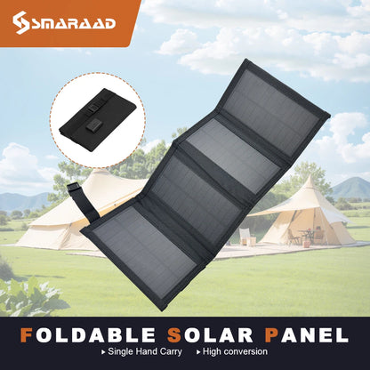 4-Fold Foldable Solar Panel Portable Solar Charger Outdoor Monocrystalline High-Efficiency Photovoltaic Charging