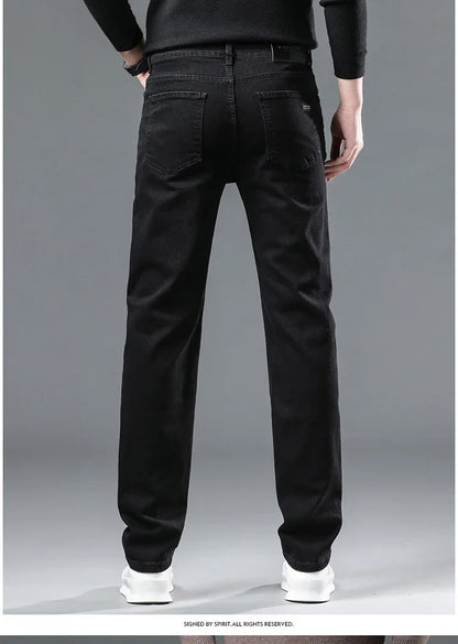 2026 Brand Brushed Jeans Winter Jeans Men Slim Fit Stretch Thick Velvet Pants Warm Jeans Casual Fleece Trousers Male