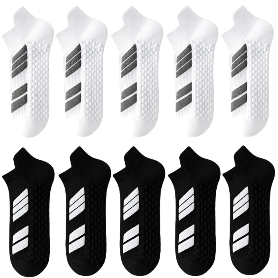 10Pairs Black Low Cut Sports Socks Unisex Breathable Sweat Absorbing Running Basketball Leisure Towel Bottom Socks for Men And W