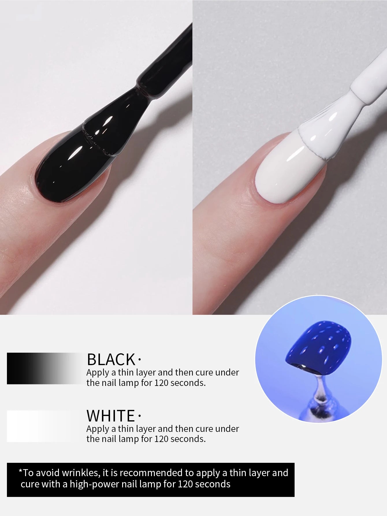 15ml Black And White Gel Nail Polish Starter Pure Soak Off No Wipe Nail Gel Polish Suitable For All Seasons, 4 Colors For Choose