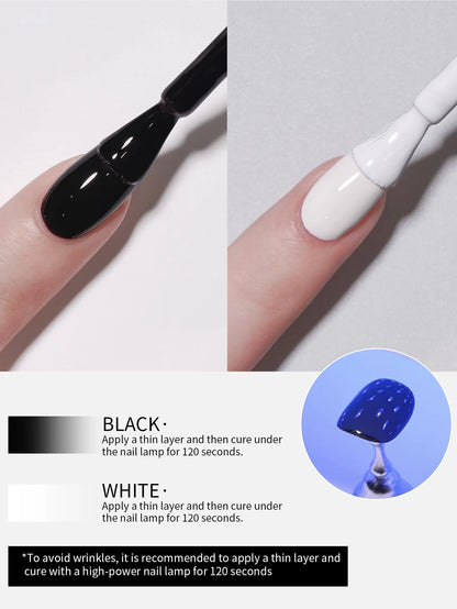 15ml Black And White Gel Nail Polish Starter Pure Soak Off No Wipe Nail Gel Polish Suitable For All Seasons, 4 Colors For Choose
