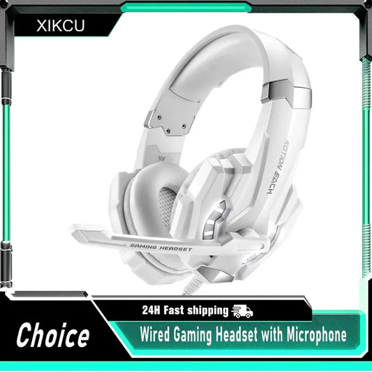 XIKCУ G9000 Gaming Headset Over-Ear – 3,5mm + USB LED-belysning Mikrofon Djupt Bas Stereo PS5 PS4 Xbox PC Laptop Röd Blå Vit
