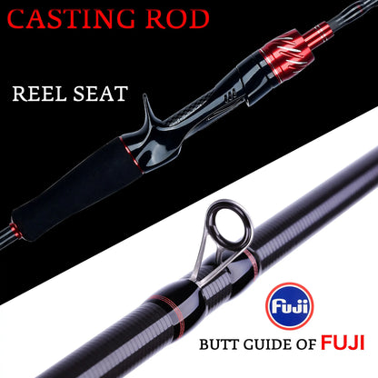 BIUTIFU Premium Resespö med Fuji-ringar – T800 Kolfiber, Spinning & Casting 1.8–3.0m