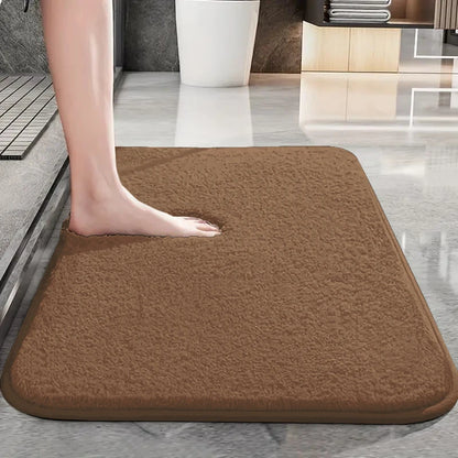 Thickened solid color bathroom non-slip floor mat shower room door absorbent foot mat square long hair toilet mat