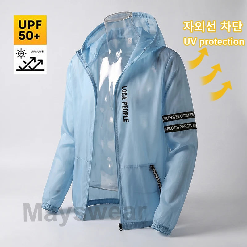 UPF50+ Sommarvindjacka Herr – Tunn, Vattentålig & Snabbtorkande med Huva, M–5XL