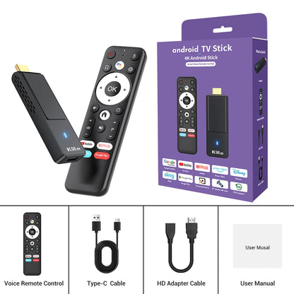 2026 Android 14.0 TV Stick Kowankit K98D1 TV Box 4K HDR RK3518 Wifi6 BT5.0 2.4G 5G Smart TV BOX Voice Remote Set TOP Box