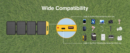 VTOMAN VS40 Hopfällbar Solpanel 40W – IP67, USB-C PD30W & USB-A, 25% Verkningsgrad, Camping